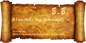 Bleszkány Barnabás névjegykártya